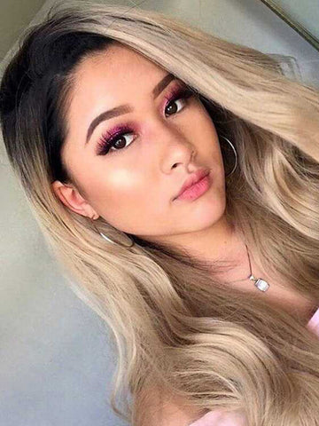 Blonde Ombre Wavy Synthetic Lace Front Wig