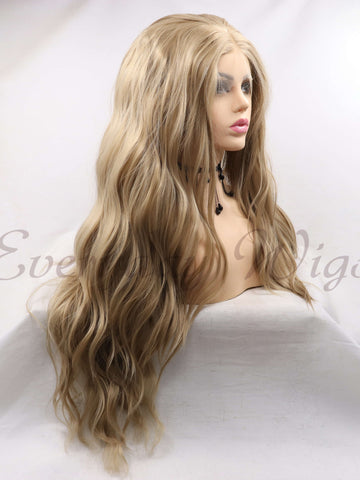 Brown Blonde Synthetic lace Wig