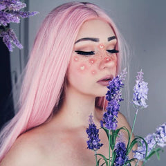 Long Pink Straight Synthetic Lace Front Wig-Everyday Wigs