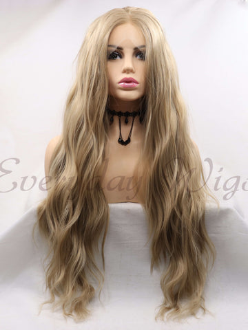 Brown Blonde Synthetic lace Wig