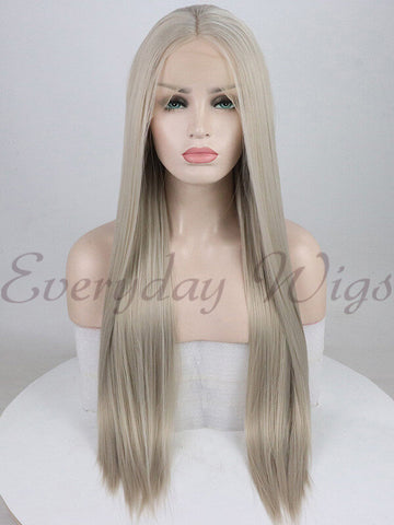 Grey Blonde Synthetic Lace Front Wig