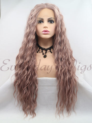 Pink Slight Wavy Synthetic Lace Front Wig