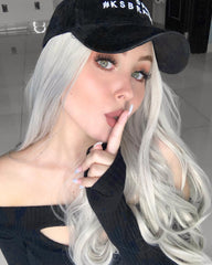 Light Grey Straight Synthetic Front Lace Wigs-Everyday Wigs