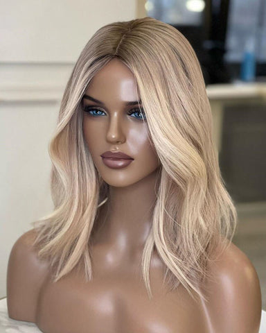 Ash Honey Blonde Lace Front 360 Real Natural Glueless Human Hair Wigs for Caucasian Women