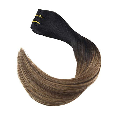 Black Mix Dark Brown Clip in Hair Extensions #1B/M4/27