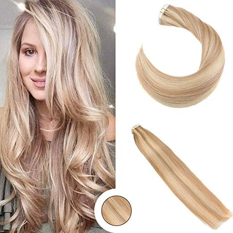Blonde highlight Tape in Hair Extensions (P27/613)
