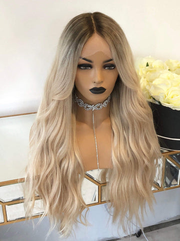 Remy Ombre Blonde Highlights Natural Glueless Human Wigs Lace Front Wigs 360 Lace Wigs