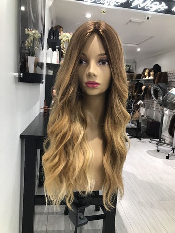 Ombre Balayage Long 360 Real Natural Glueless Human Hair Wigs for Caucasian Women