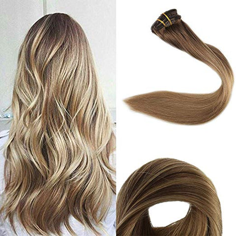 Ombre Blonde Clip in Hair Extensions #10/#14