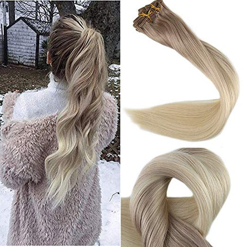 Ombre Blonde Clip in Hair Extensions #18#60