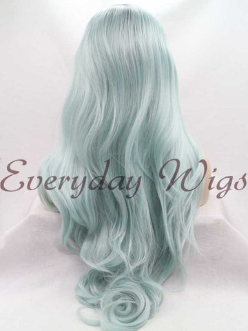 Pastel Green Ombre Wavy Synthetic Wigs