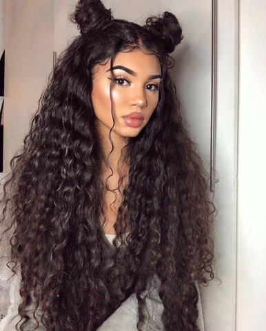 Sexy Deep Curling Lace Front 360 Real Natural Glueless Human Hair Wigs