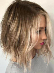 Short Bob Blonde Lace Front 360 Real Glueless Human Hair Wigs for Caucasian Women-Everyday Wigs