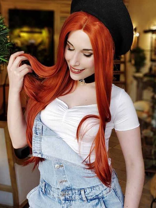 Auburn Beauty Lace Front Wig Copper Colored Deep Wave Wigs Auburn Lace Front Wig -West  main image 2