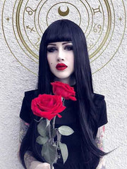 Black Lace Front Wigs with Bangs-Everyday Wigs