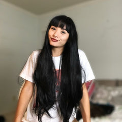 Black Lace Front Wigs with Bangs-Everyday Wigs