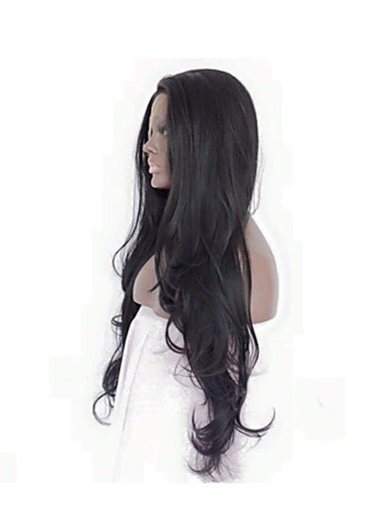 Black Long Wavy Synthetic Lace Front Wig – Everyday Wigs display picture 1
