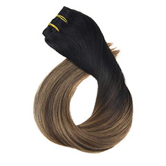 Black Mix Dark Brown Clip in Hair Extensions #1B/M4/27-Everyday Wigs