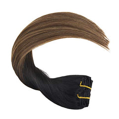 Black Mix Dark Brown Clip in Hair Extensions #1B/M4/27-Everyday Wigs