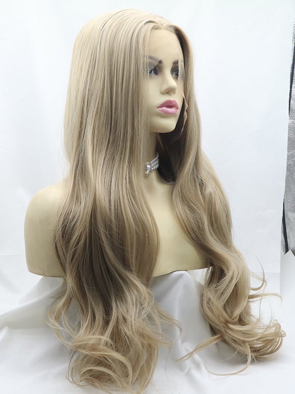 Blonde Wavy Synthetic Lace Front Wig – Everyday Wigs display picture 2