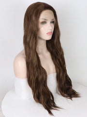 Brown Long Slight Wavy Synthetic Lace Front Wig-Everyday Wigs