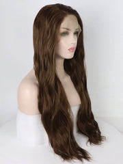 Brown Long Slight Wavy Synthetic Lace Front Wig-Everyday Wigs