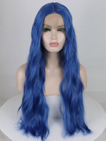 Blue Slight Wavy Synthetic Lace Front Wig