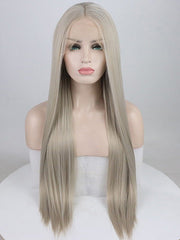 Grey Blonde Synthetic Lace Front Wig-Everyday Wigs