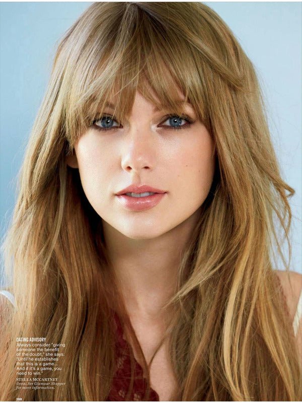 High Quality Long Straight Blonde With Bangs Real Hair Taylor Swift Inspired Wigs - Everyday Wigs