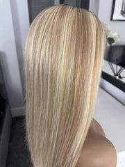 Highlighted Ombre Honey Blonde Straight Bob Glueless 100% Human Hair Wig - Everyday Wigs