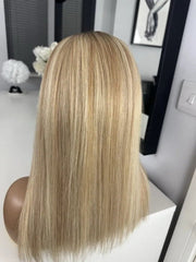 Highlighted Ombre Honey Blonde Straight Bob Glueless 100% Human Hair Wig - Everyday Wigs