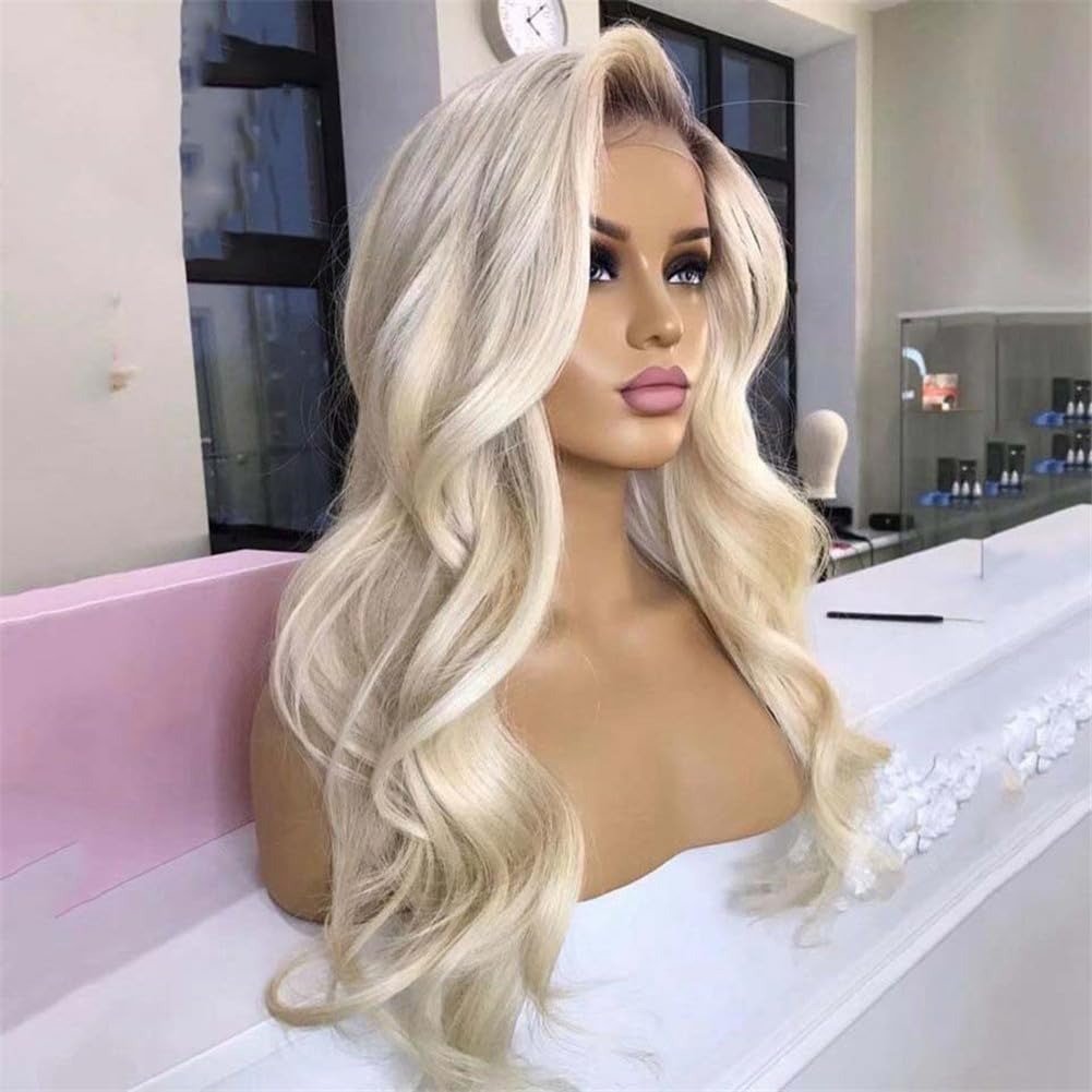 Long Loose Wavy Ombre Blonde Human Lace Front Wigs  display picture 2
