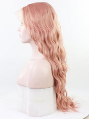 Long Pink Wavy Synthetic Lace Front Wig-Everyday Wigs
