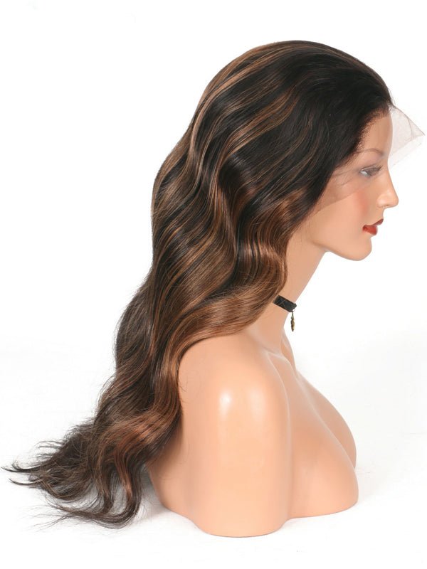 Ombré mixed brown lace front wig Amazon.com : 4/27 Highlight Ombre 13X4 Short Body Wave Lace  main image 4