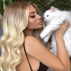 Ombre Balayage Long 360 Real Natural Glueless Human Hair Wigs for Caucasian Women - Everyday Wigs