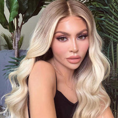 Ombre Balayage Long 360 Real Natural Glueless Human Hair Wigs for Caucasian Women - Everyday Wigs