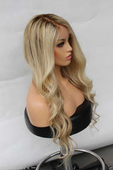 Ombre Blonde Wavy Lace Front 360 Real Glueless Human Hair Wigs for Caucasian Women-Everyday Wigs
