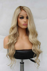 Ombre Blonde Wavy Lace Front 360 Real Glueless Human Hair Wigs for Caucasian Women-Everyday Wigs