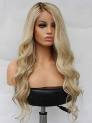 Ombre Blonde Wavy Lace Front 360 Real Glueless Human Hair Wigs for Caucasian Women - Everyday Wigs