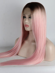 Ombre Brown to Pink Synthetic Lace Front Wigs-Everyday Wigs