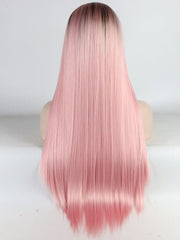 Ombre Brown to Pink Synthetic Lace Front Wigs-Everyday Wigs