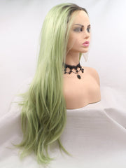 Ombre Green Synthetic Lace Front Wig-Everyday Wigs