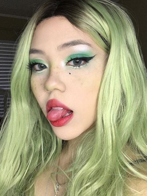 Light Green Ombre Beauty Lacefront Wig!! Amazon.com: haha Green Ombre Lace Front Wig Human Hair  main image 2