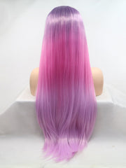 Ombre Purple Long Synthetic Lace Front Wigs-Everyday Wigs