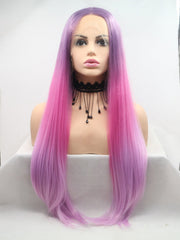 Ombre Purple Long Synthetic Lace Front Wigs-Everyday Wigs