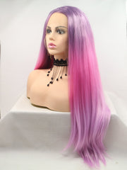 Ombre Purple Long Synthetic Lace Front Wigs-Everyday Wigs