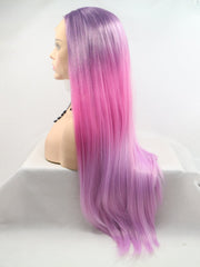 Ombre Purple Long Synthetic Lace Front Wigs-Everyday Wigs