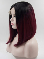 Ombre Red Short Synthetic Lace Front Wig-Everyday Wigs