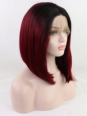 Ombre Red Short Synthetic Lace Front Wig-Everyday Wigs