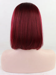 Ombre Red Short Synthetic Lace Front Wig-Everyday Wigs